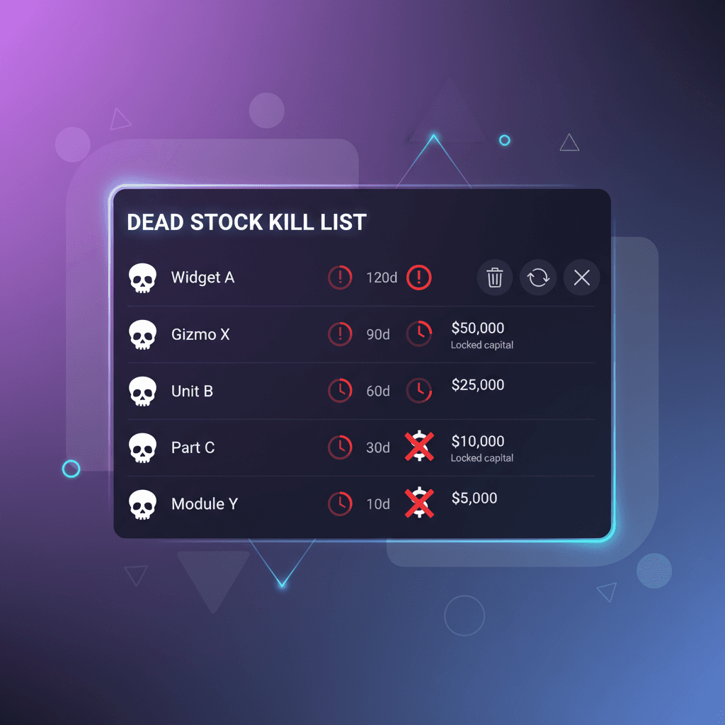 Kill list showing dead stock and capital tied up