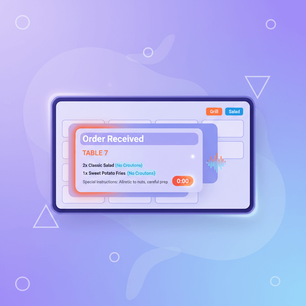 Kitchen Display System showing orders