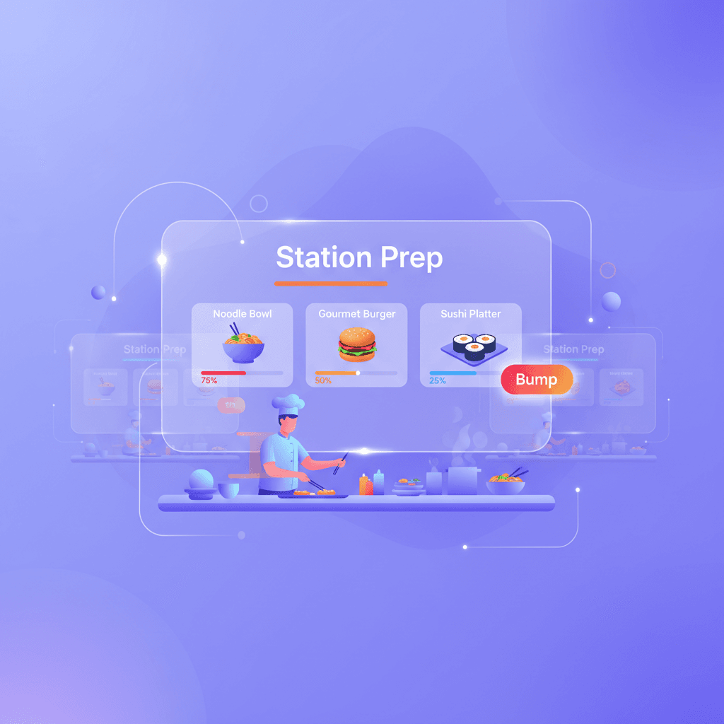 Chef view with station-specific orders