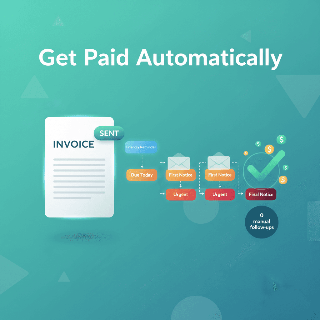 Sales dashboard showing automated payment reminders and invoice pipeline