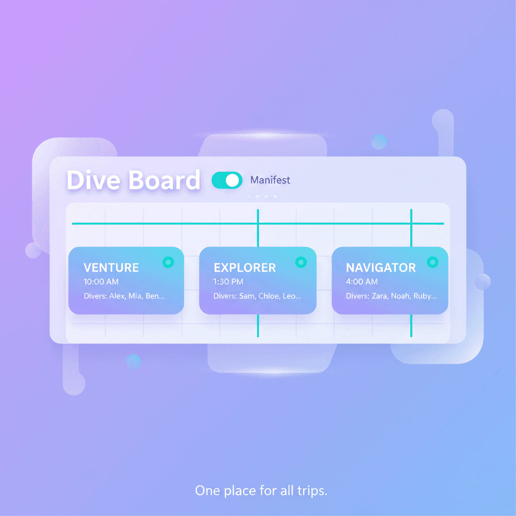 Dive board with vessels and manifests